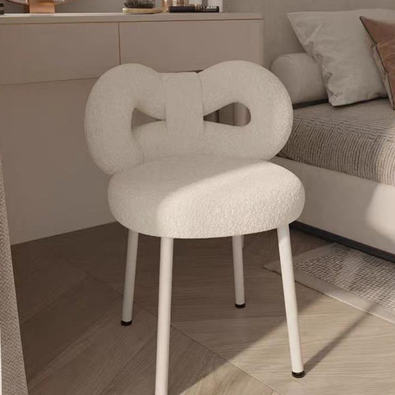 Contemporary Bow Knot Lambswool Vanity Stool