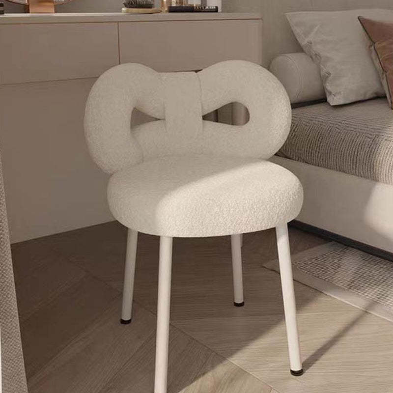Contemporary Bow Knot Lambswool Vanity Stool