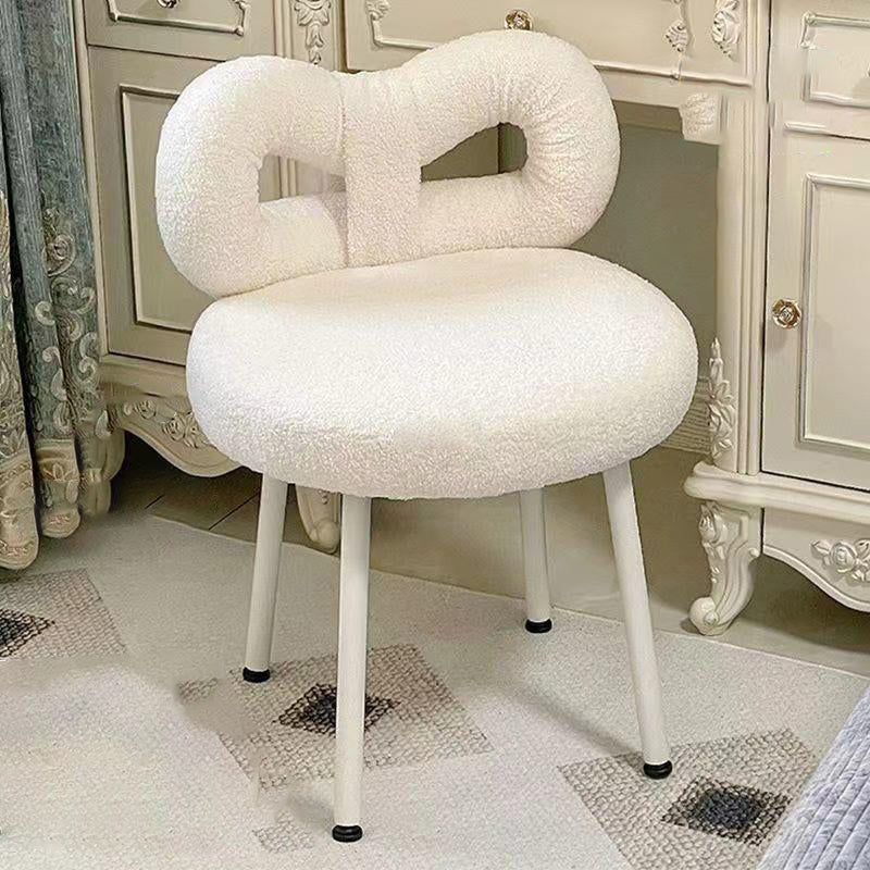 Contemporary Bow Knot Lambswool Vanity Stool