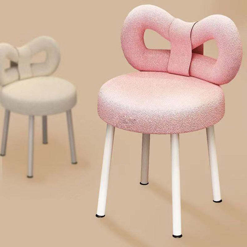 Contemporary Bow Knot Lambswool Vanity Stool