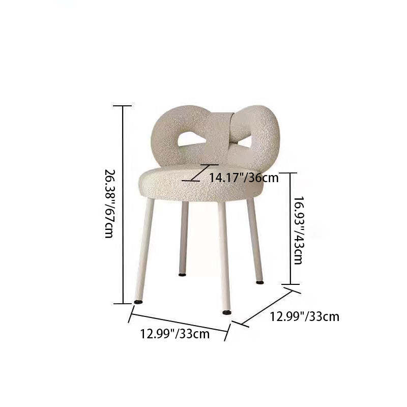 Contemporary Bow Knot Lambswool Vanity Stool — Green