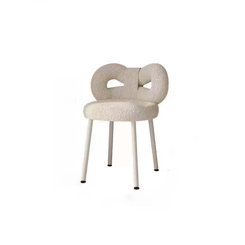 Contemporary Bow Knot Lambswool Vanity Stool — Sky Blue