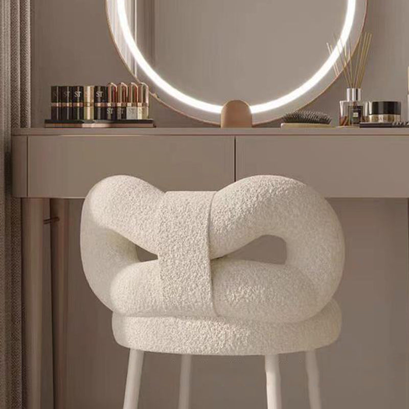 Contemporary Bow Knot Lambswool Vanity Stool
