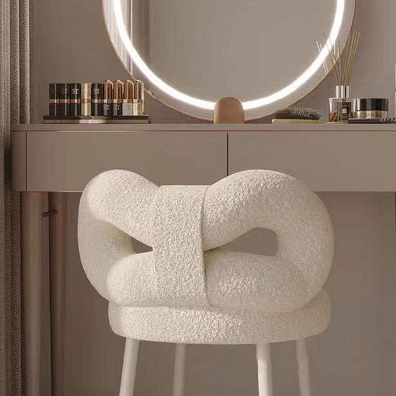 Contemporary Bow Knot Lambswool Vanity Stool