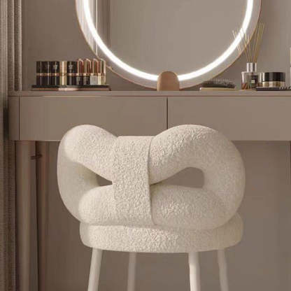 Contemporary Bow Knot Lambswool Vanity Stool