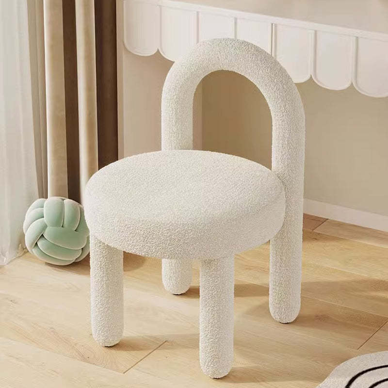 Modern Lambswool Flannelette Steel Vanity Stool