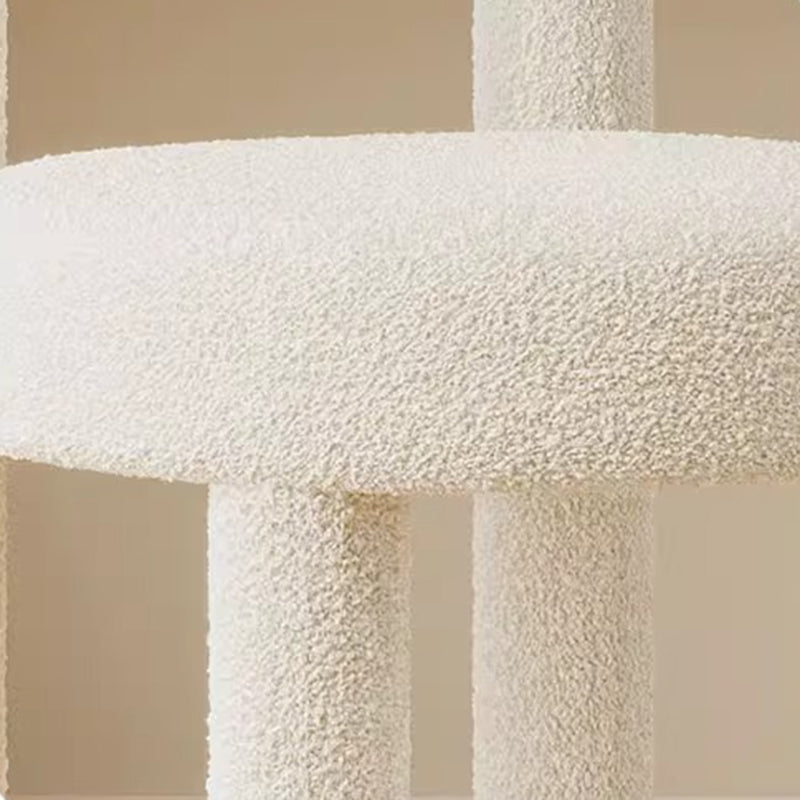 Modern Lambswool Flannelette Steel Vanity Stool — Flannelette & Orange