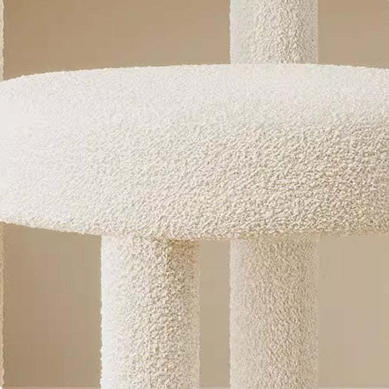 Modern Lambswool Flannelette Steel Vanity Stool — Flannelette & Orange