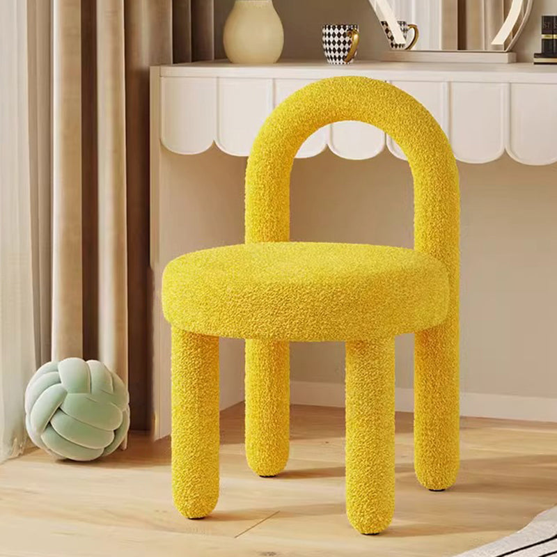 Modern Lambswool Flannelette Steel Vanity Stool — Lambswool & Blue