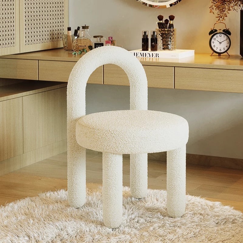 Modern Lambswool Flannelette Steel Vanity Stool