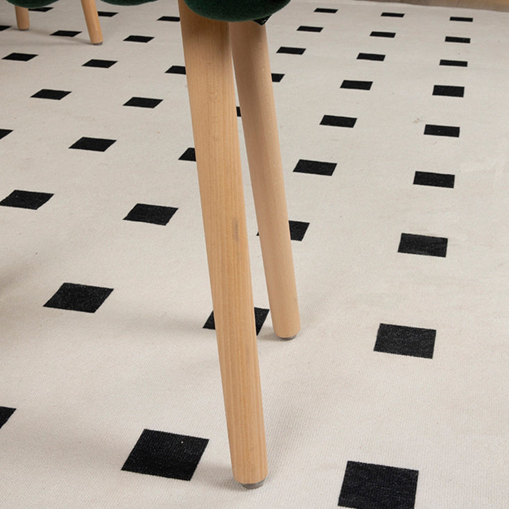 Modern Woven Fabric Wood Footstool — Peacock Blue