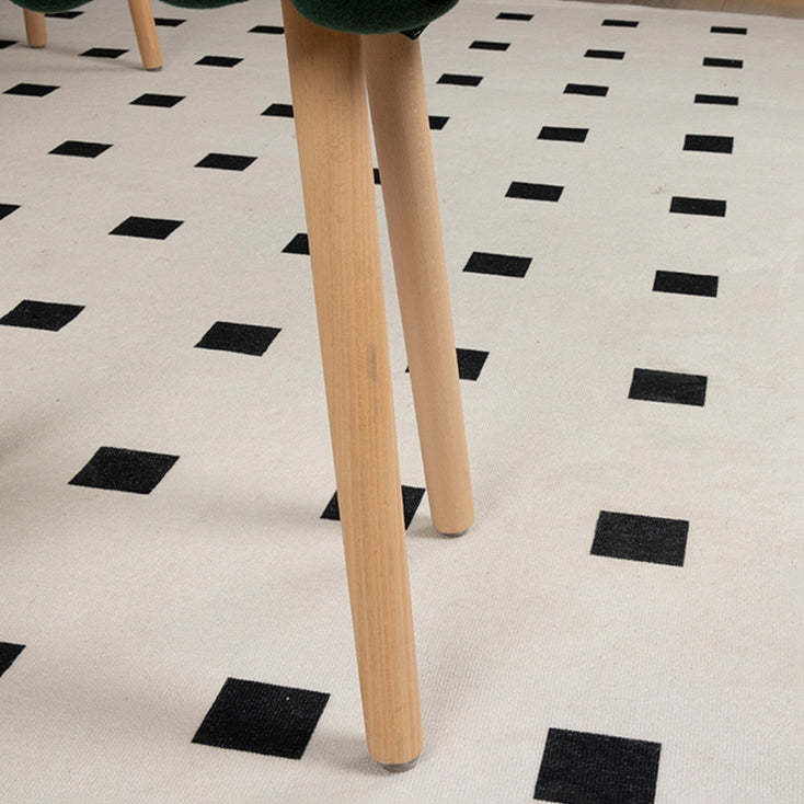 Modern Woven Fabric Wood Footstool — Peacock Blue