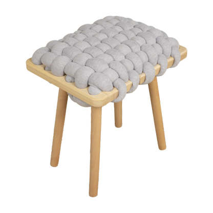 Modern Woven Fabric Wood Footstool