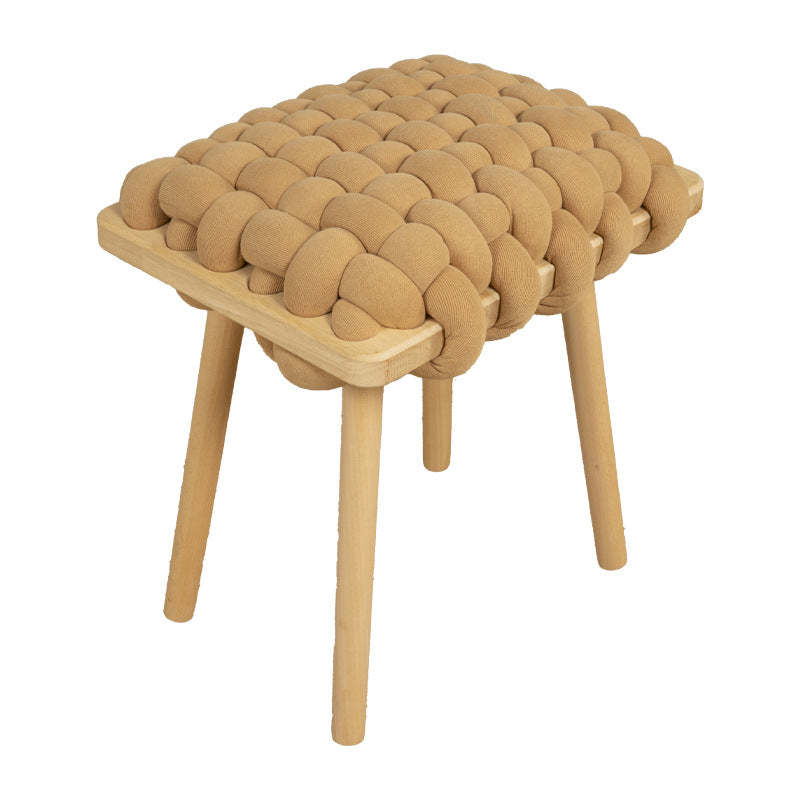 Modern Woven Fabric Wood Footstool