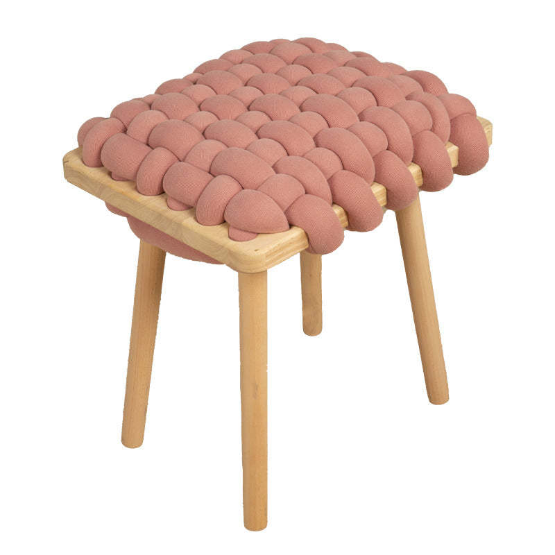 Modern Woven Fabric Wood Footstool