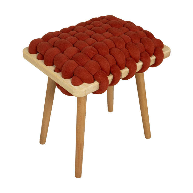 Modern Woven Fabric Wood Footstool