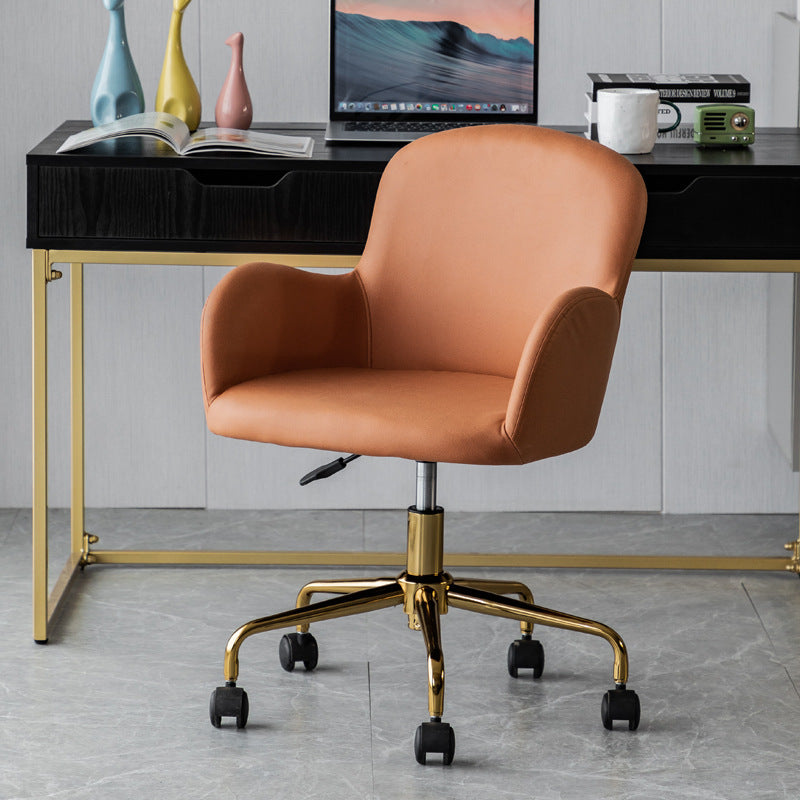 Modern Fabric Stainless Steel Desk Armchair — Orange