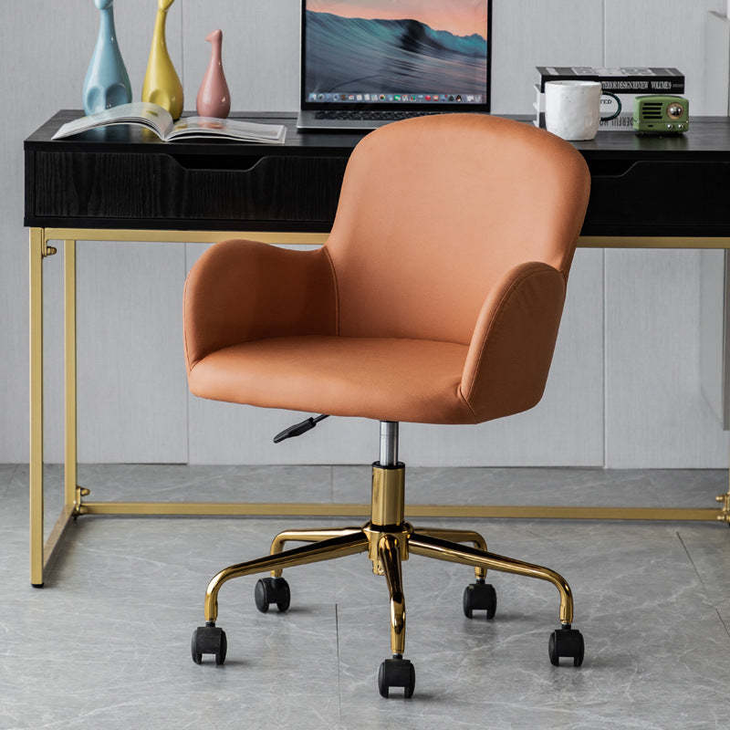 Modern Fabric Stainless Steel Desk Armchair — Orange