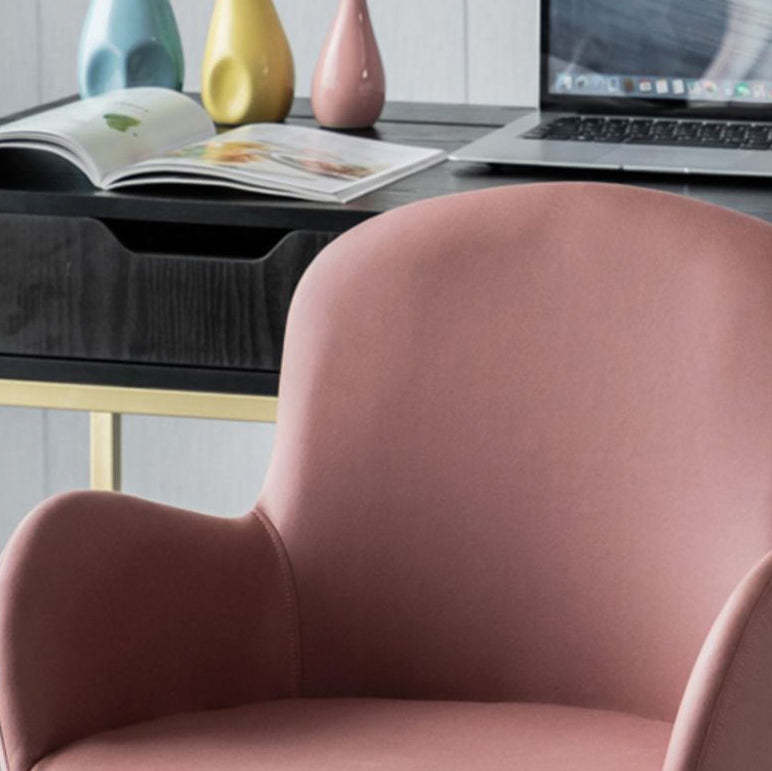 Modern Fabric Stainless Steel Desk Armchair — Light Brown