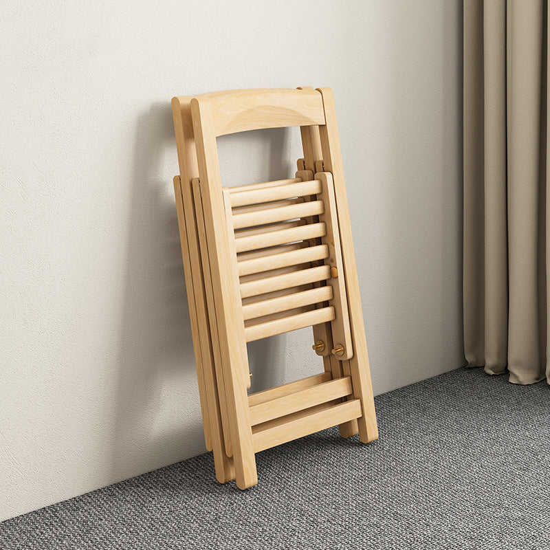 Minimalist Solid Wood Armless Backrest Dining Chair — Khaki Gray