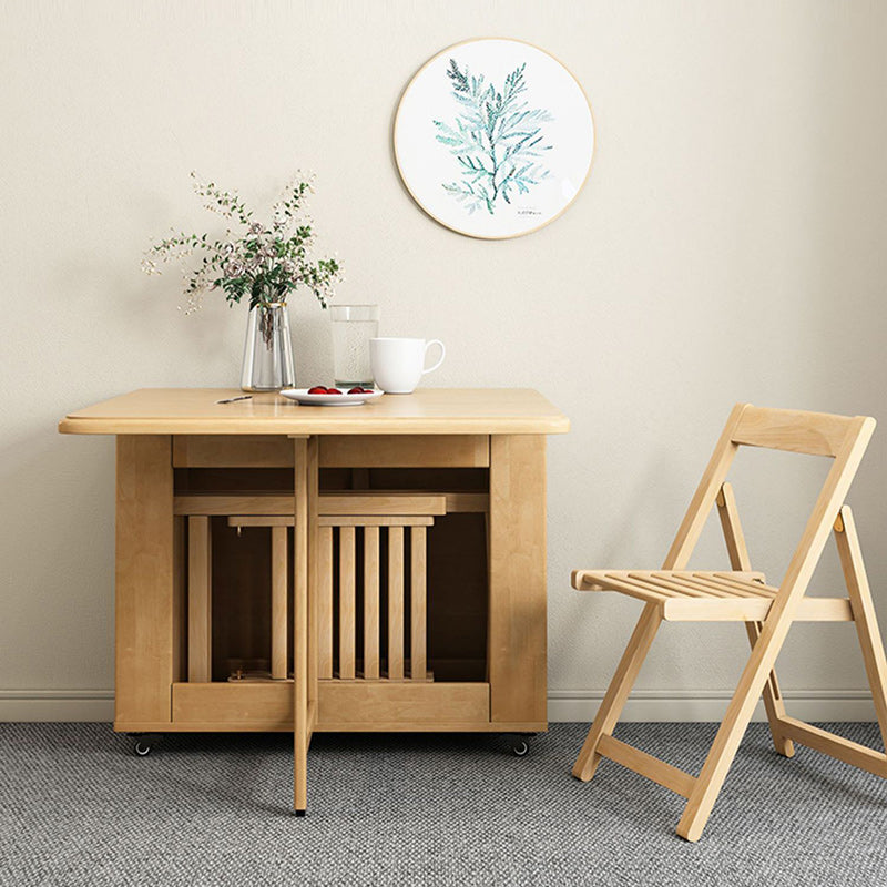 Minimalist Solid Wood Armless Backrest Dining Chair — Wood Color