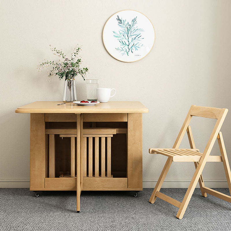 Minimalist Solid Wood Armless Backrest Dining Chair — Wood Color