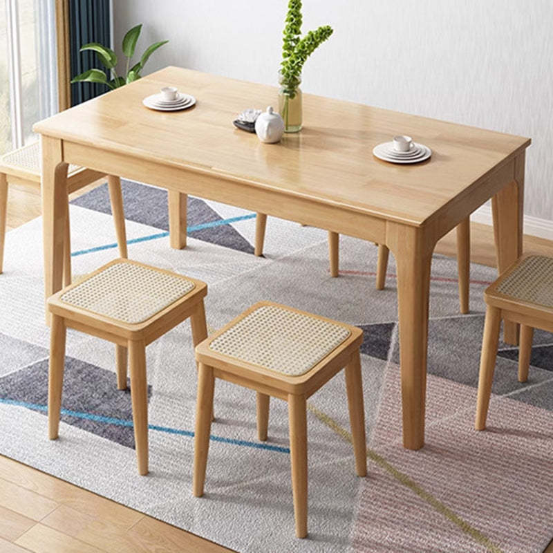 Boho Rattan Solid Wood Dining Chair — Wood Color