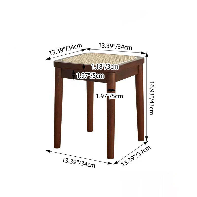 Boho Rattan Solid Wood Dining Chair — Cherry Wood Color