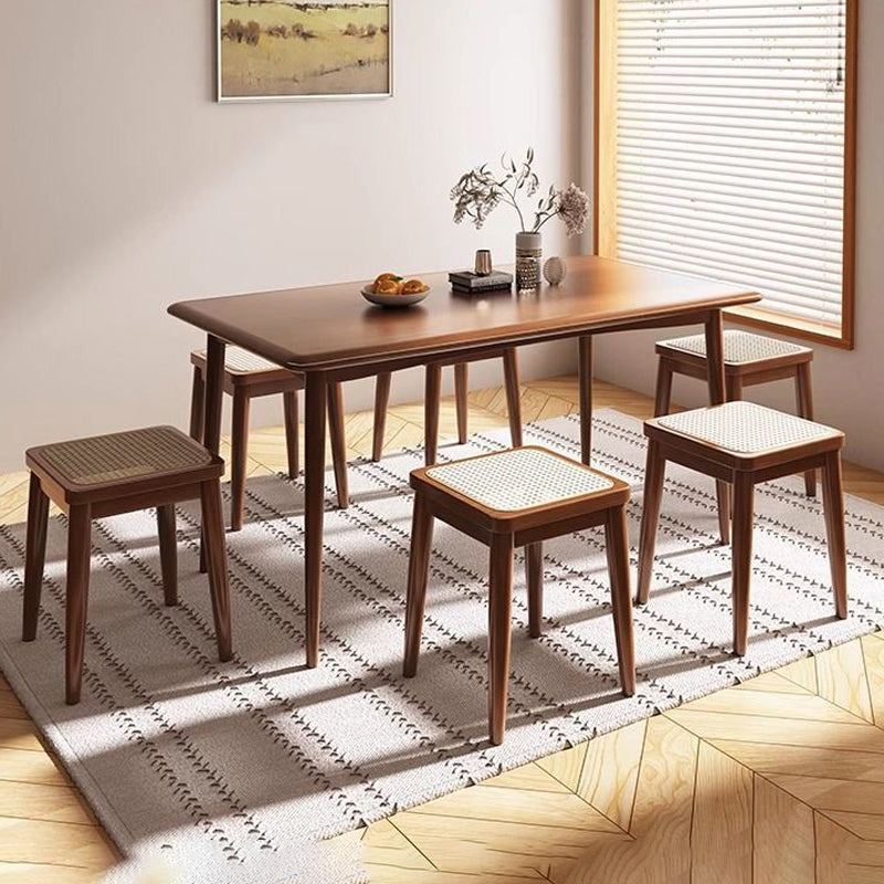 Boho Rattan Solid Wood Dining Chair