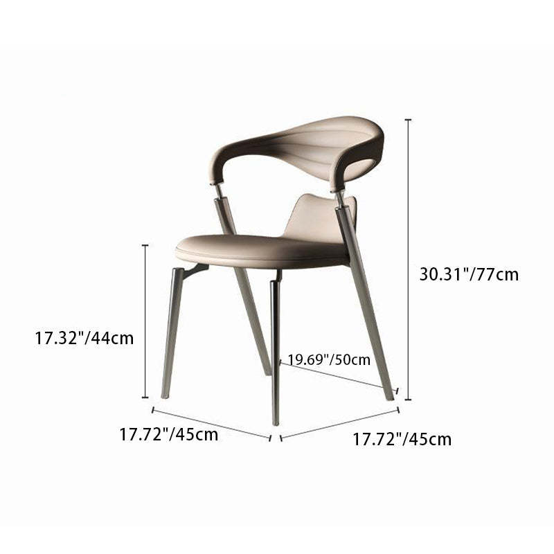 Art Deco Leather Steel Dining Chair