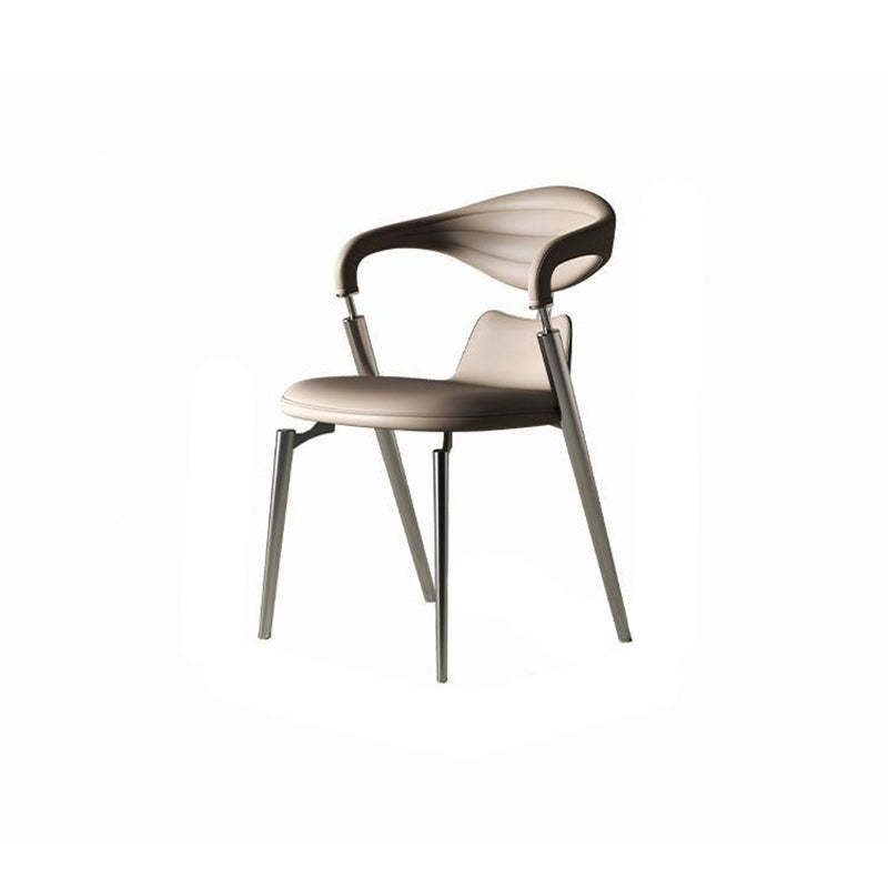 Art Deco Leather Steel Dining Chair