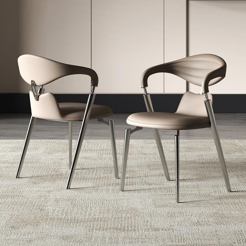 Modern Art Deco Leather Carbon Steel Dining Chair