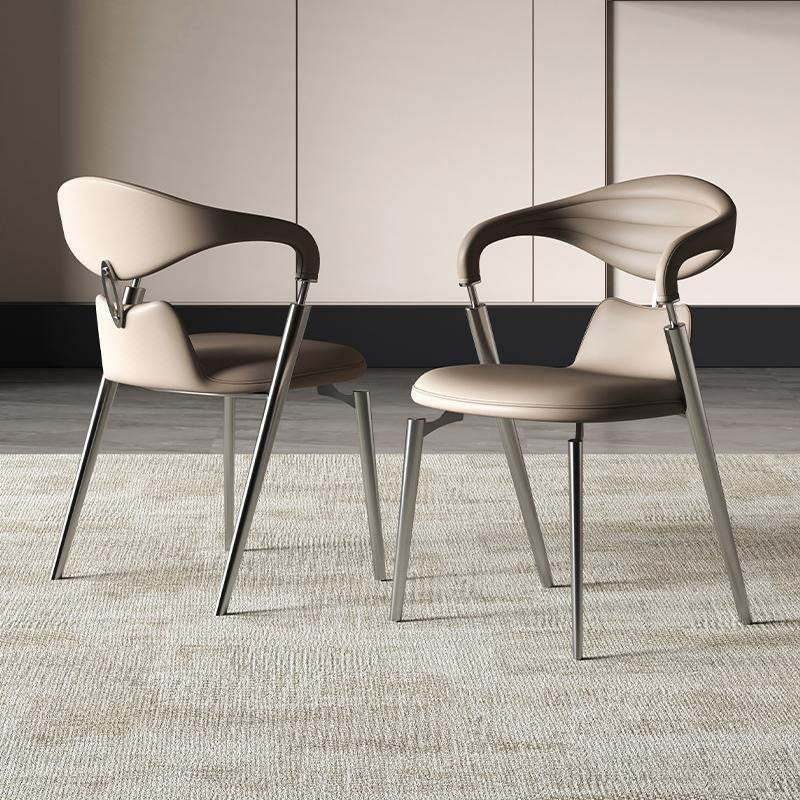 Modern Art Deco Leather Carbon Steel Dining Chair
