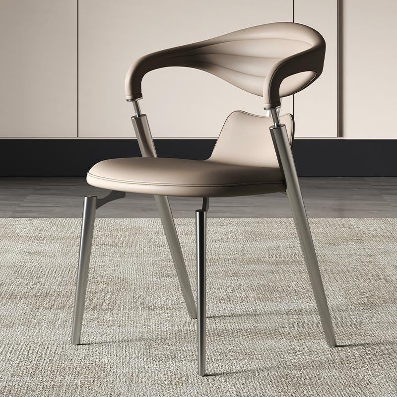 Modern Art Deco Leather Carbon Steel Dining Chair