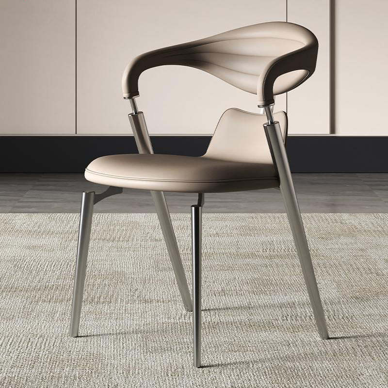 Modern Art Deco Leather Carbon Steel Dining Chair