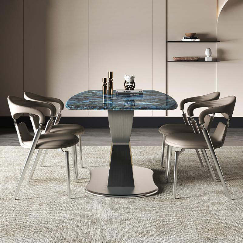 Modern Art Deco Leather Carbon Steel Dining Chair