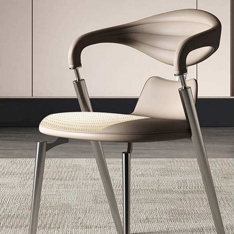 Modern Art Deco Leather Carbon Steel Dining Chair