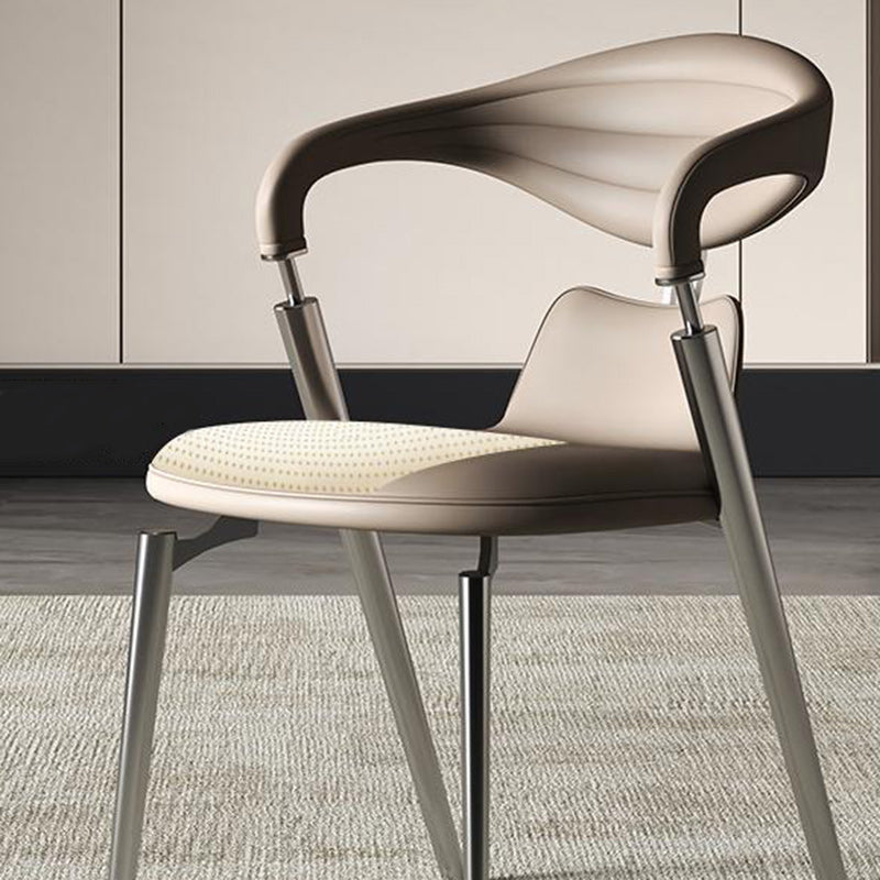 Art Deco Leather Steel Dining Chair