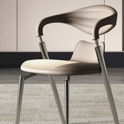 Art Deco Leather Steel Dining Chair
