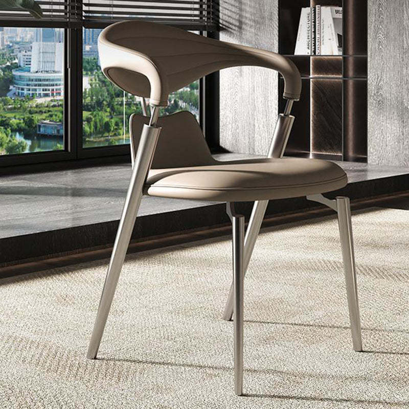 Modern Art Deco Leather Carbon Steel Dining Chair