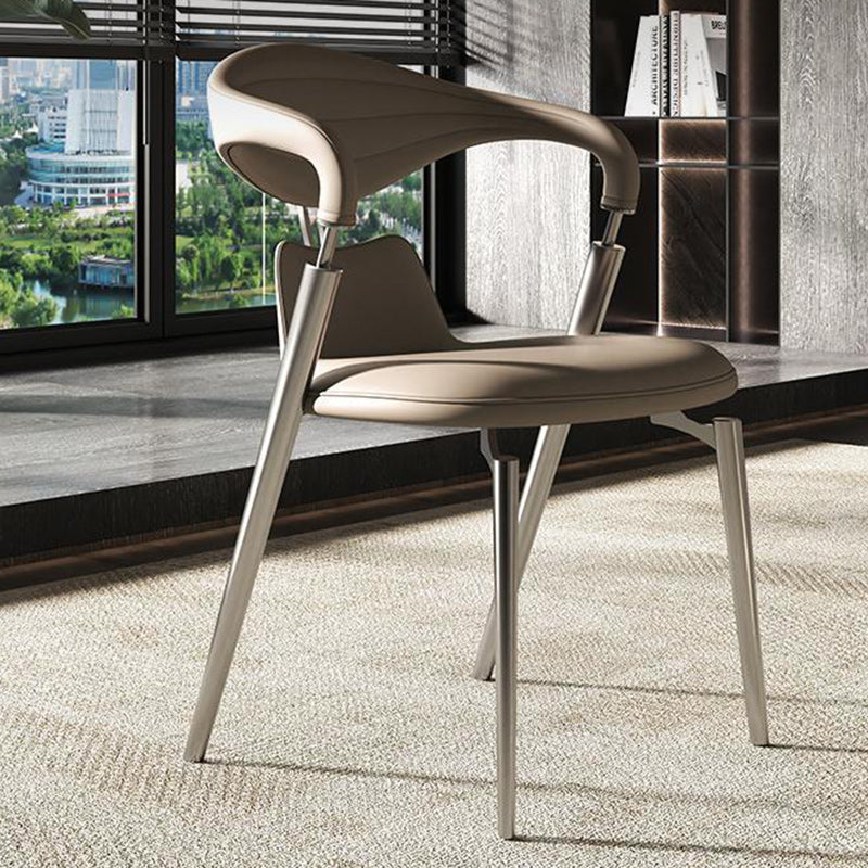 Art Deco Leather Steel Dining Chair