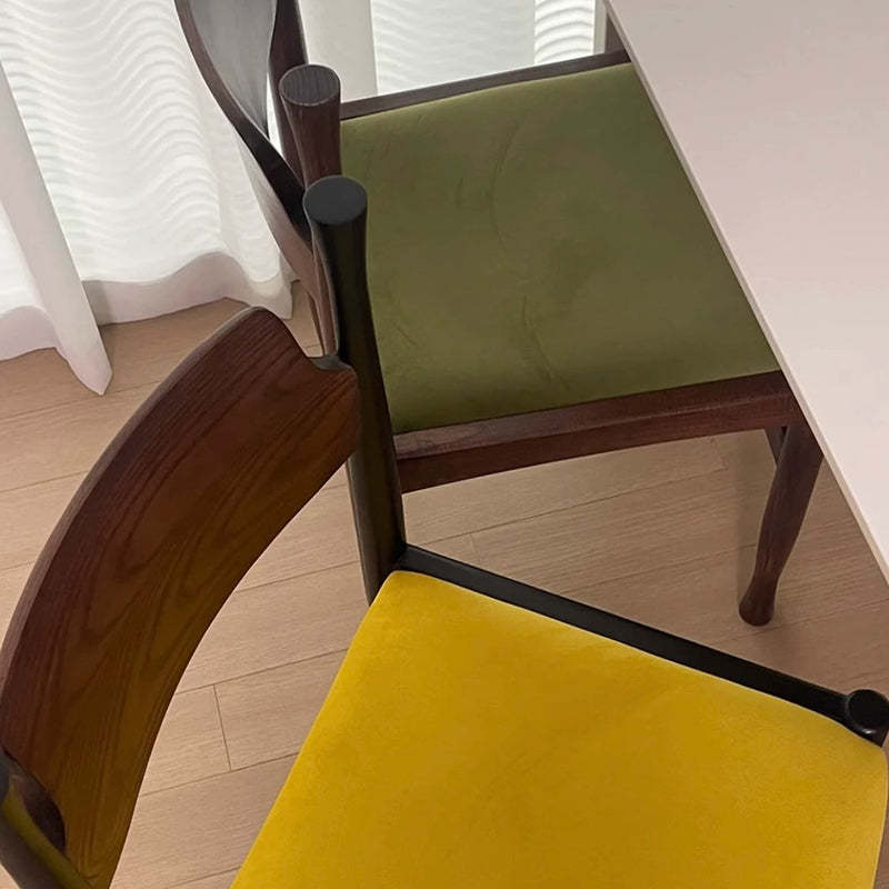 Modern Ash Wood Velvet Dining Chair