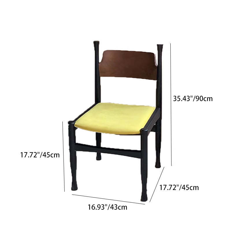 Modern Ash Wood Velvet Dining Chair — Black / Yellow