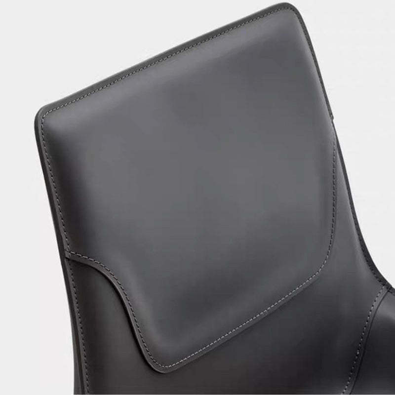 Minimalist Steel Saddle Leather Dining Chair