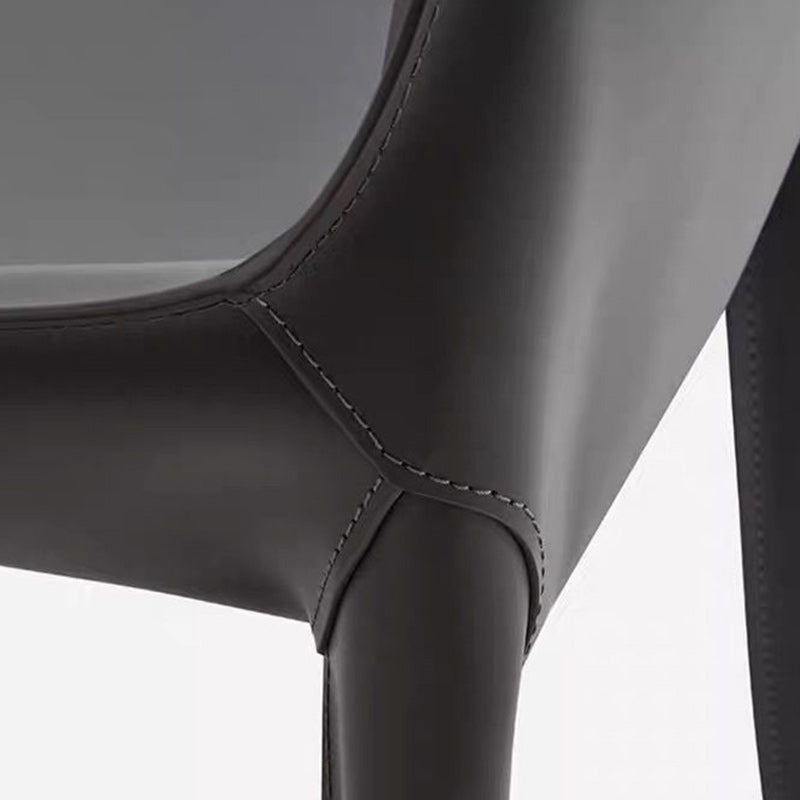 Minimalist Steel Saddle Leather Dining Chair