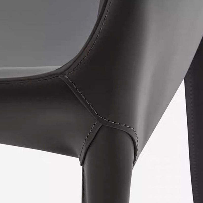 Minimalist Steel Saddle Leather Dining Chair