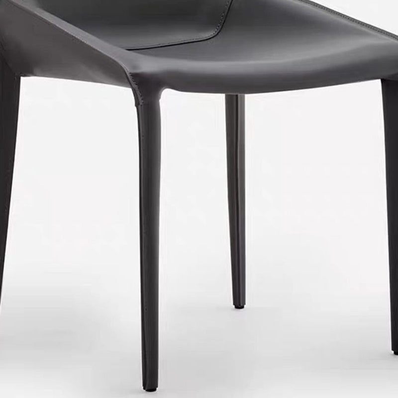 Minimalist Steel Saddle Leather Dining Chair