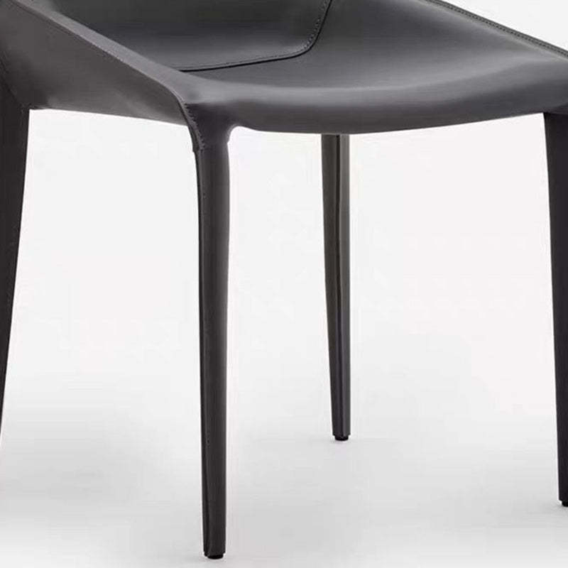 Minimalist Steel Saddle Leather Dining Chair