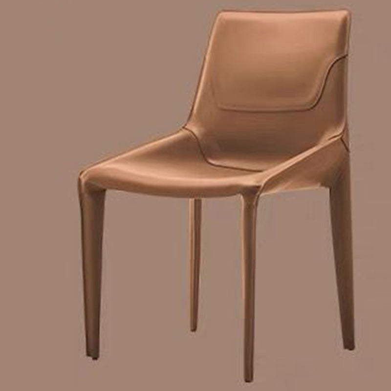 Minimalist Steel Saddle Leather Dining Chair