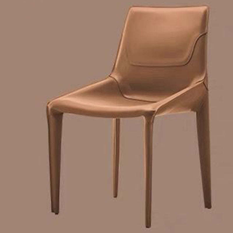 Minimalist Steel Saddle Leather Dining Chair